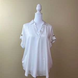 Liz Claiborne, White Short Sleeve Top Medium